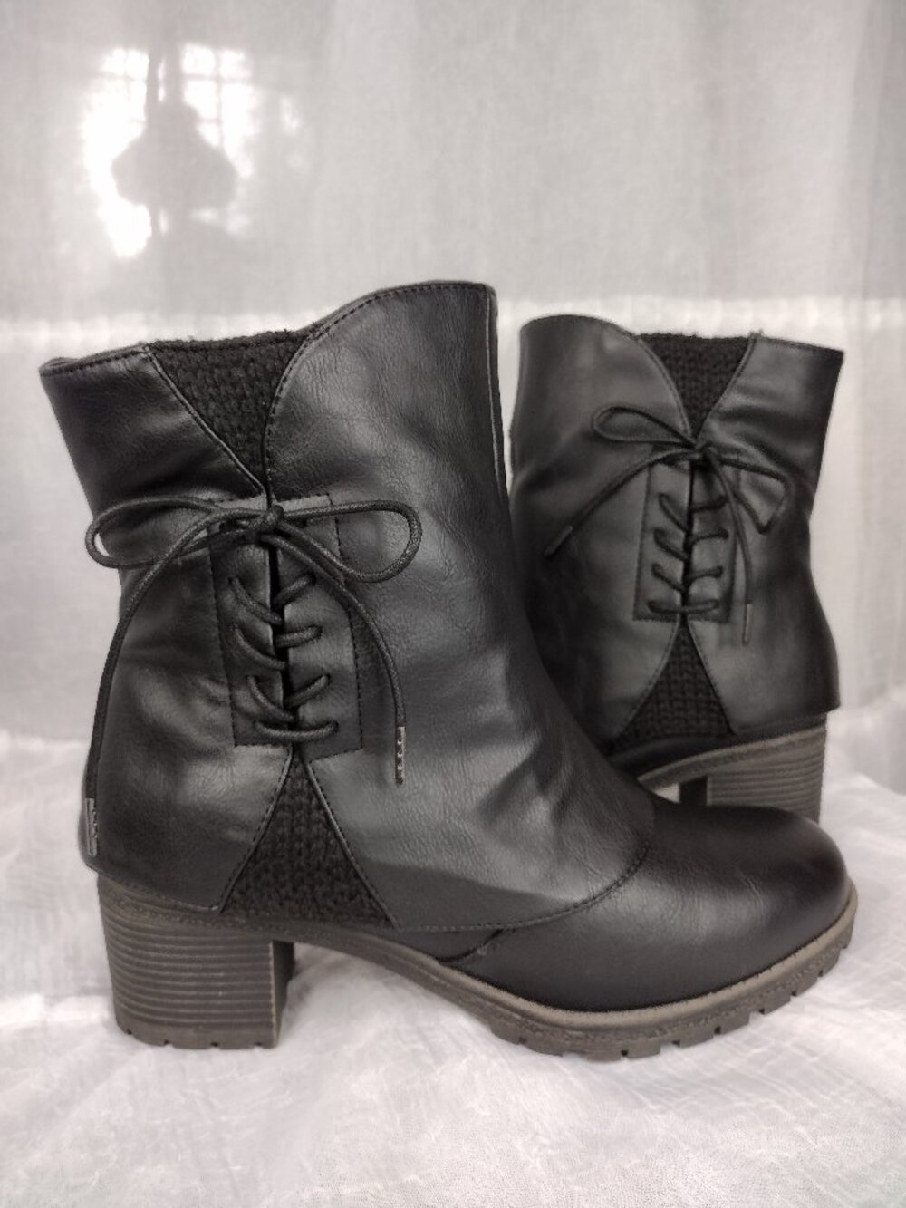 MUK LUKS Women's Lucy Lillith Boots Black Faux Leather Size 8.5 - NWOT